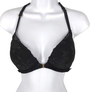 Pink Victoria's Secret Date Push Up Bra Black Lace Size  32DD